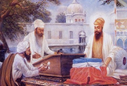 Bhai Gurdas scribes Gurbani as Guru Arjan narrates it Bhai Gurdas scribes Gurbani as Guru Arjan narrates it